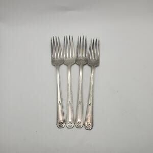 Lot of 4 Wm Rogers Terrace 1932 Silverplate Dinner Forks 7 1/2" Intl Silver VTG
